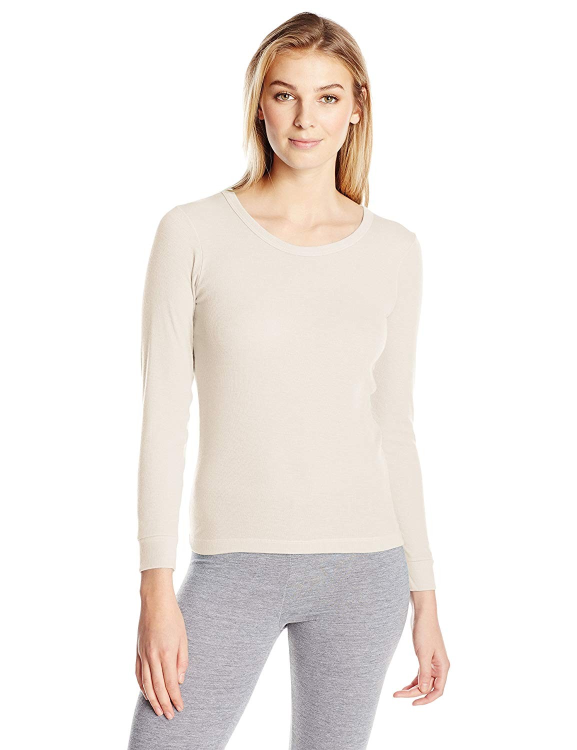 Women's Performance Rib Knit Thermal Underwear Top with Silvadur - Nude ...